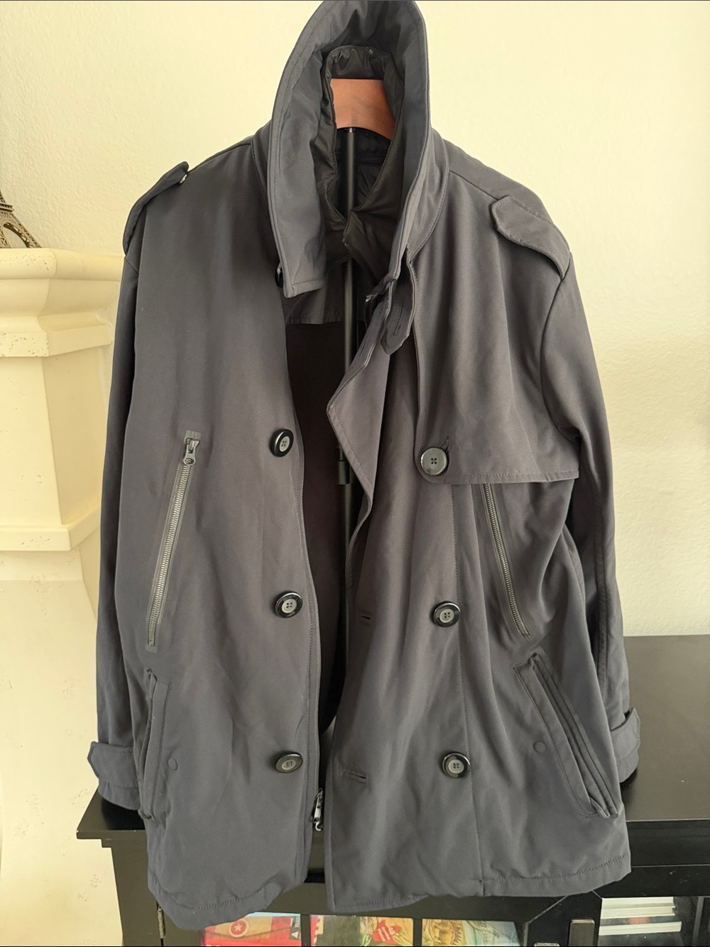 Men's Lululemon Black Double-Breasted Peacoat